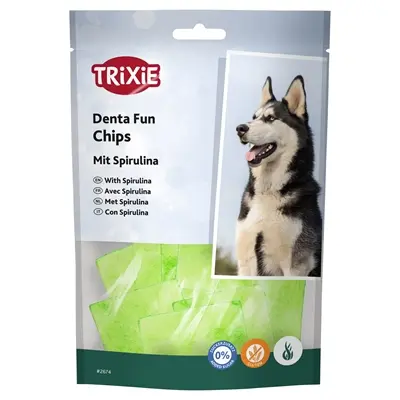 Trixie Denta Fun Spirulina Chewing Chips runderhuid 50 g – 6 stuks