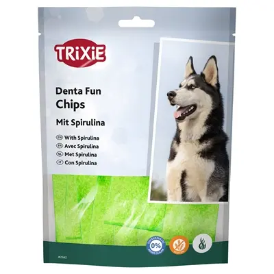 Trixie Denta Fun Spirulina Chewing Chips runderhuid 100 g – 6 stuks