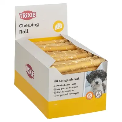 Trixie kauwrol gevuld met kaas 12 cm – gedroogde runderhuid, 100 stuks - Afbeelding 4
