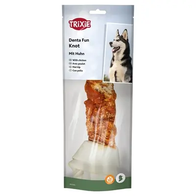 Trixie Denta Fun knotted chicken chewing bone 25 cm – runderhuid