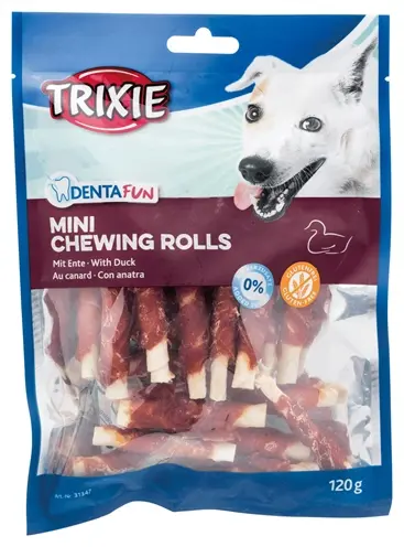 Trixie Denta Fun mini duck chewing rolls – runderhuid met eend, 6 x 120 g - Afbeelding 3