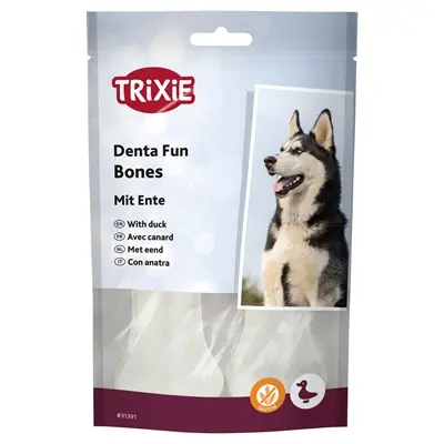 Trixie Denta Fun kauwbotten eend 10 cm – runderhuid, 6 x 70 g