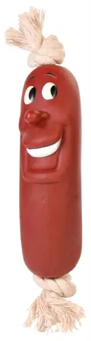 Trixie worstje met touw vinyl 11 cm – hondenspeelgoed