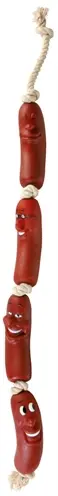 Trixie worstketting met touw vinyl 75 cm – hondenspeelgoed