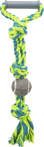 Trixie flostouw met handvat en tennisbal blauw/groen 50 x 6 cm – 3 stuks