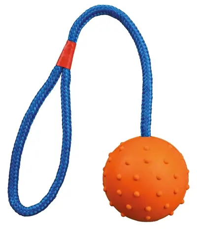 Trixie natuurrubber bal aan koord 30 x 6 x 6 cm – hondenspeelgoed - Afbeelding 2