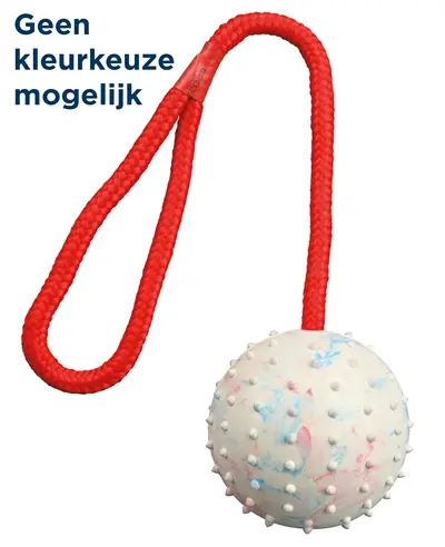 Trixie natuurrubber bal aan koord 30 x 7 x 7 cm – hondenspeelgoed