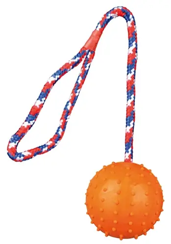 Trixie natuurrubber bal aan koord 30 x 7 x 7 cm – hondenspeelgoed - Afbeelding 3