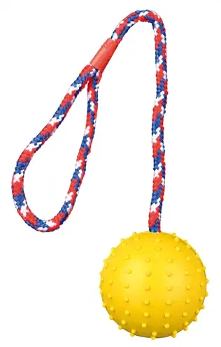 Trixie natuurrubber bal aan koord 30 x 7 x 7 cm – hondenspeelgoed - Afbeelding 4