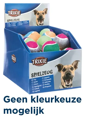 Trixie tennisbal hondvriendelijk assorti 6 cm – doos met 39 stuks