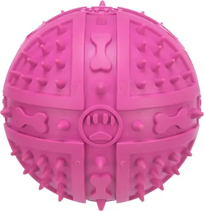 Trixie natuurrubber bal roze 9 cm – met geluid, 3 stuks