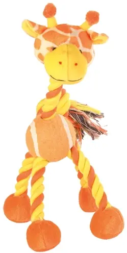 Trixie hondenspeelgoed giraf met touw en tennisbal 28 cm – 3 stuks