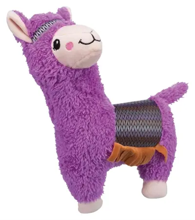 Trixie hondenknuffel pluche alpaca paars 31 cm – met geluid, 2 stuks