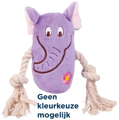 Trixie hondenspeelgoed pluche dier met touw 13 cm – met geluid