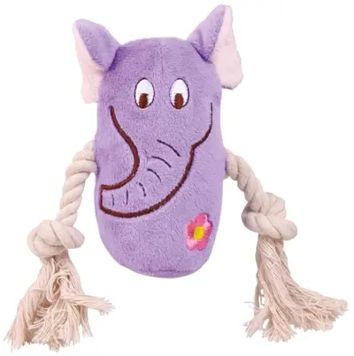 Trixie hondenspeelgoed pluche dier met touw 13 cm – met geluid - Afbeelding 2