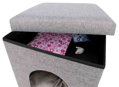 Trixie relax-iglo Alois grijs 40 x 38 x 38 cm – kattenmand met opbergvak - Afbeelding 6