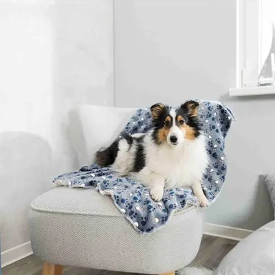 Trixie deken Tammy blauw/beige 100 x 70 cm – zacht fleece - Afbeelding 4