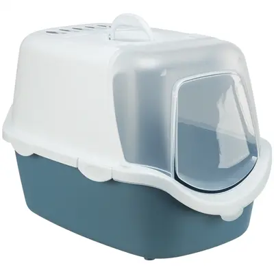 Trixie kattenbak Vico Open Top met kap blauwgrijs/wit 56 x 40 x 40 cm