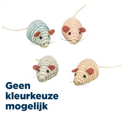 Trixie kattenspeelgoed muis sisal met belletje 10 cm assorti – 4 stuks