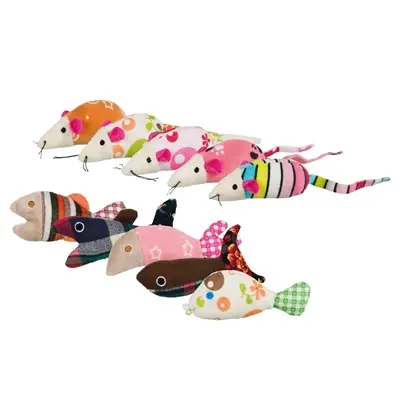 Trixie kattenspeelgoed muis en vis pluche met kattenkruid 9-12 cm - Afbeelding 2
