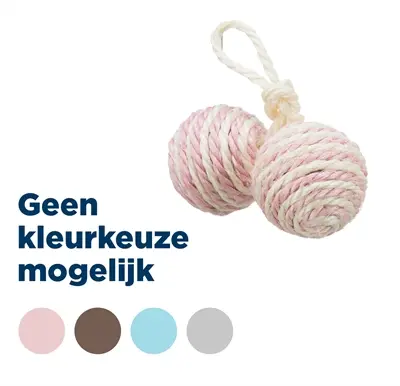 Trixie kattenspeelgoed 2 ballen aan koord sisal 4,5 cm assorti – 4 stuks