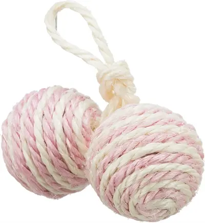 Trixie kattenspeelgoed 2 ballen aan koord sisal 4,5 cm assorti – 4 stuks - Afbeelding 2