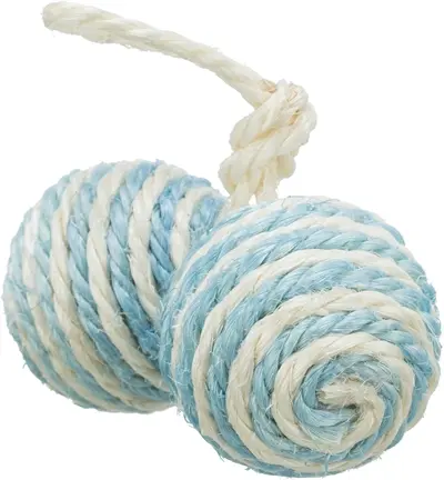 Trixie kattenspeelgoed 2 ballen aan koord sisal 4,5 cm assorti – 4 stuks - Afbeelding 4