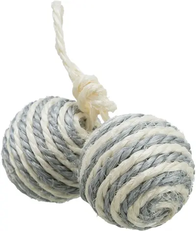 Trixie kattenspeelgoed 2 ballen aan koord sisal 4,5 cm assorti – 4 stuks - Afbeelding 5