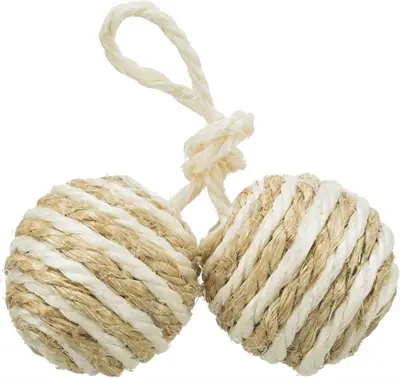 Trixie kattenspeelgoed 2 ballen aan koord sisal 4,5 cm assorti – 4 stuks - Afbeelding 6