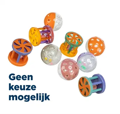 Trixie kattenspeelgoed ballen en rollen kunststof 4,5 cm – 60 stuks