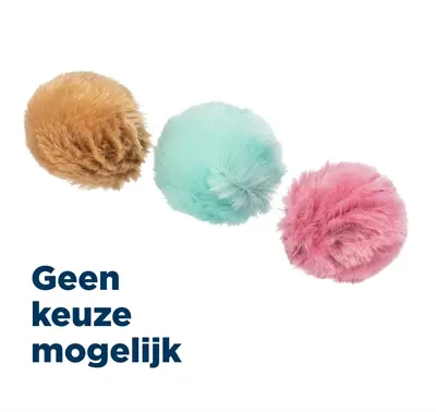 Trixie kattenspeelgoed pluche bal met belletje 3 cm assorti – 140 stuks