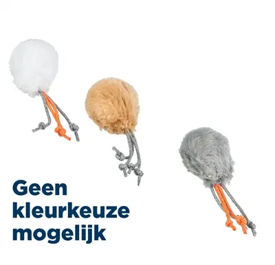 Trixie kattenspeelgoed pluche bal met touwtjes en belletje 4 cm