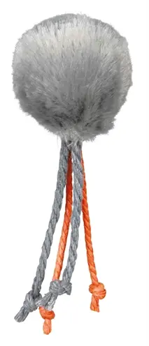 Trixie kattenspeelgoed pluche bal met touwtjes en belletje 4 cm - Afbeelding 3