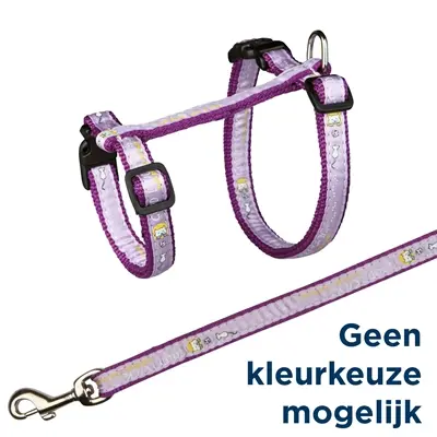 Trixie kattentuig met riem Good Luck 34-57 x 1,3 cm assorti – 4 stuks