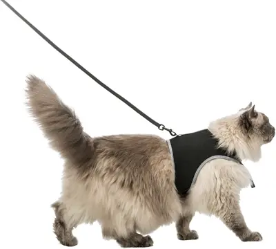 Trixie softtuig met riem voor katten zwart 36-54 cm – ademend mesh - Afbeelding 2