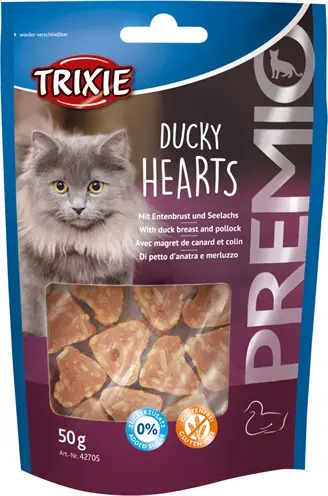 Trixie Premio Ducky Hearts kattensnack eendenborst 6 x 50 g
