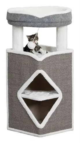 Trixie krabpaal grijs/wit 54 x 54 x 98 cm – met schuilplaats - Afbeelding 2