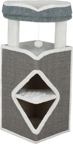 Trixie krabpaal grijs/wit 54 x 54 x 98 cm – met schuilplaats - Afbeelding 3