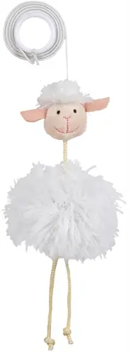 Trixie kattenspeeltje schaap aan elastisch koord 20 cm – pluche
