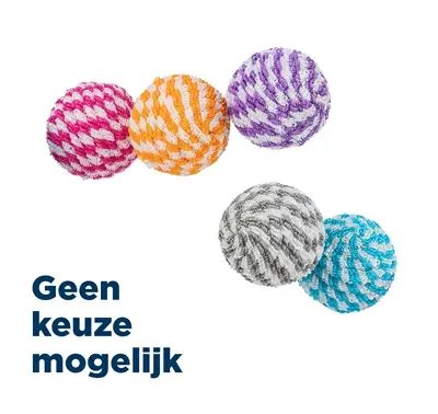 Trixie kattenspeelgoed ballen kunststof/nylon 4,5 cm – assorti, 54 stuks