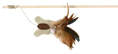 Trixie speelhengel vlinder met veren 45 cm – jute en hout