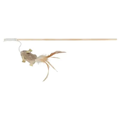 Trixie speelhengel muis met veren 50 cm – kattenhengel