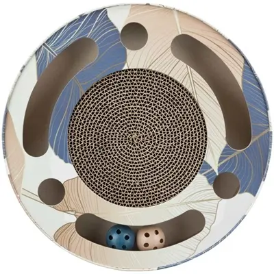 Trixie krabtrommel met ballen karton blauw 33 x 33 x 5,5 cm – catnip - Afbeelding 2