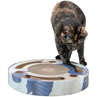 Trixie krabtrommel met ballen karton blauw 33 x 33 x 5,5 cm – catnip - Afbeelding 5