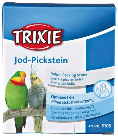 Trixie jodium piksteen voor vogels 9 x 90 g – met houder