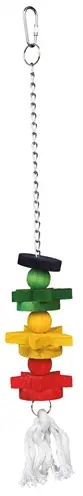 Trixie vogelspeelgoed aan ketting hout en touw meerkleurig 30 cm