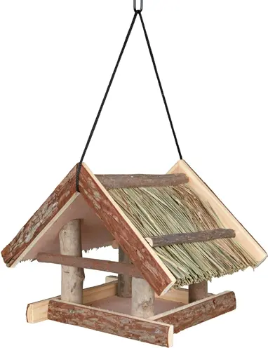 Trixie voederhuis schorshout 25 x 25 x 25 cm – met overkapping