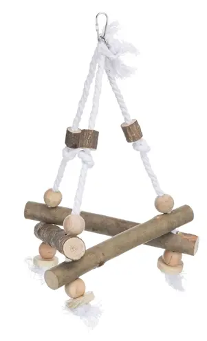Trixie vogelschommel schorshout 27 x 27 x 27 cm – met touw en kralen