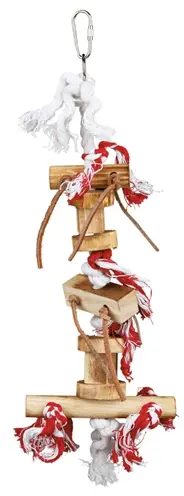 Trixie vogelspeelgoed gevlamd hout met touw 35 cm – 3 stuks