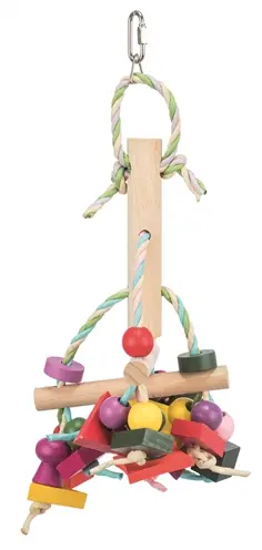 Trixie vogelspeelgoed hout meerkleurig 31 cm – met papierkoord